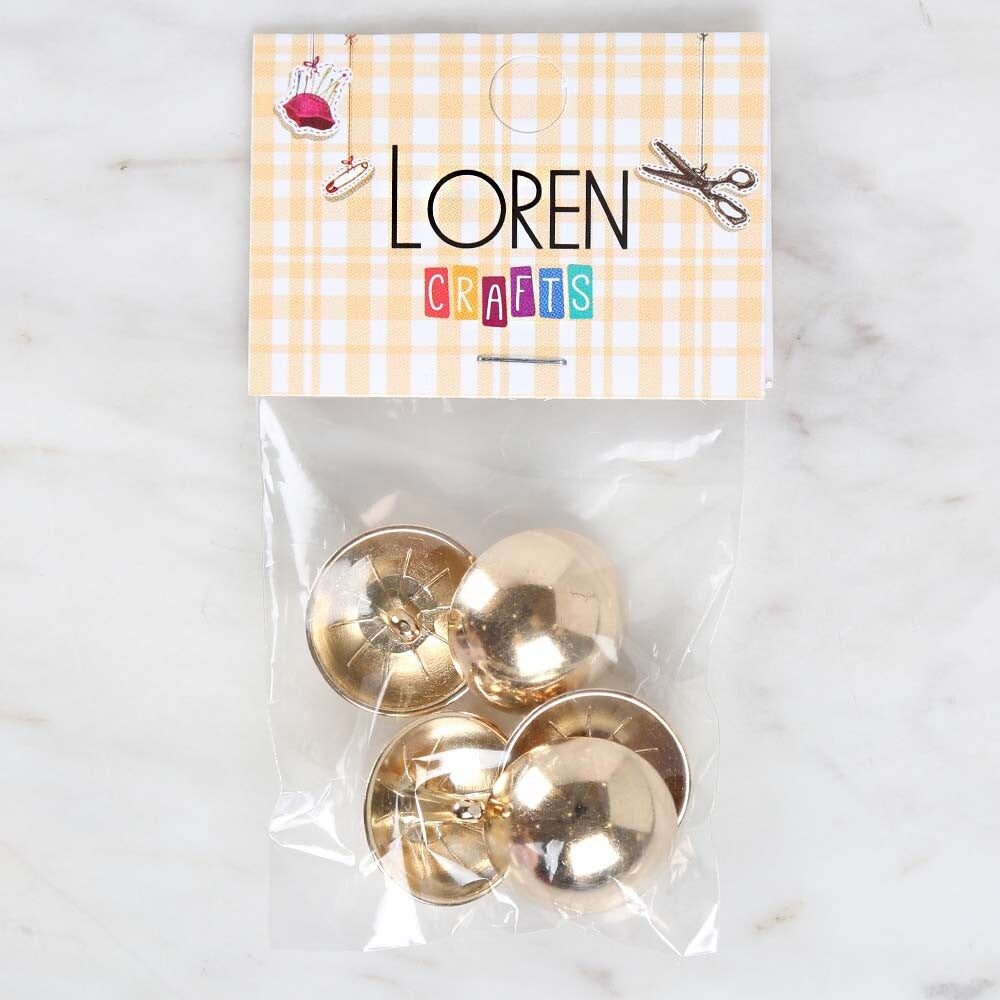 Loren Crafts 5'li Altın Sarısı Metal Düğme - 1807